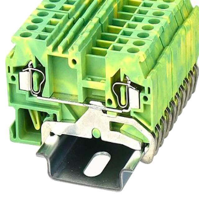 DIN RAIL T.B.2.5mm² SPRING-CAGE GREEN-YELLOW - WS2.5-PE-01P-1C-100AH