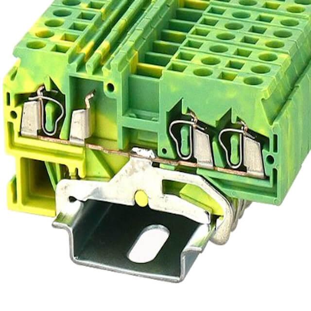 DIN RAIL T.B.5MM SPRING-CAGE GREEN-YELLOW 1IN2OUT - WS2.5-TW-PE-01P-1C-100AH