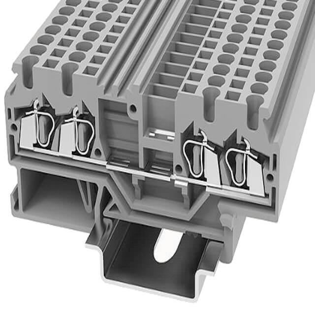 DIN RAIL T.B.2.5mm² SPRING-CAGE BLACK 2IN2OUT - WS2.5-QU-01P-13-100AH