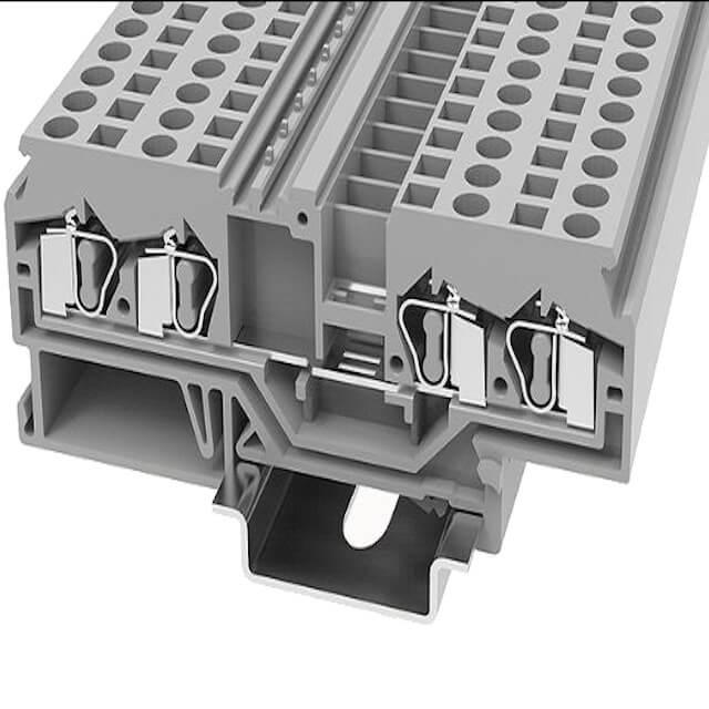 DIN RAIL T.B.4mm² SPRING-CAGE RED 2IN2OUT - WS4-QU-01P-16-00AH