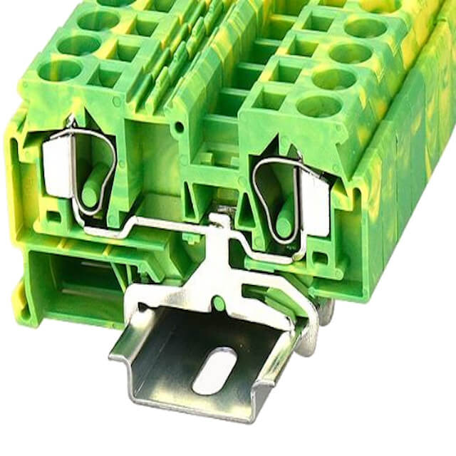 DIN RAIL T.B.10mm² SPRING-CAGE GREEN-YELLOW - WS10-PE-01P-1C-00AH