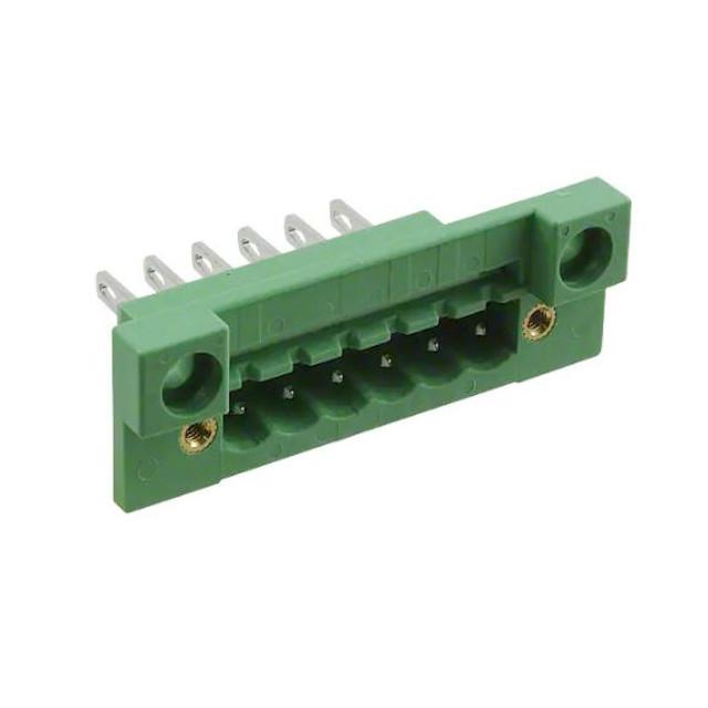 TERM.BLK.5.00MM 6P 180C MALE GREEN PANEL MOUNT