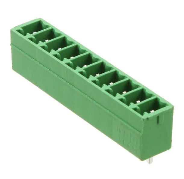 TERM.BLK.3.81MM 10P 180C MALE GREEN PANEL MOUNT