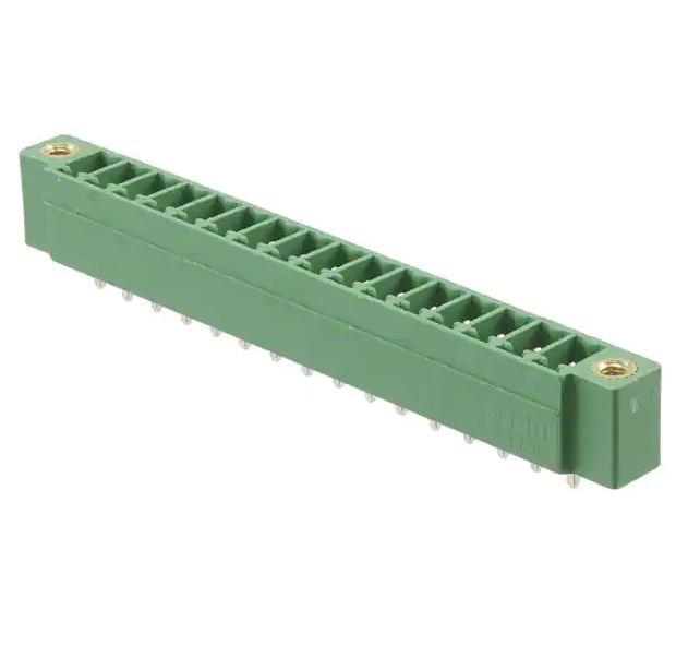 TERM.BLK.3.81MM 16P 180C MALE GREEN PANEL MOUNT