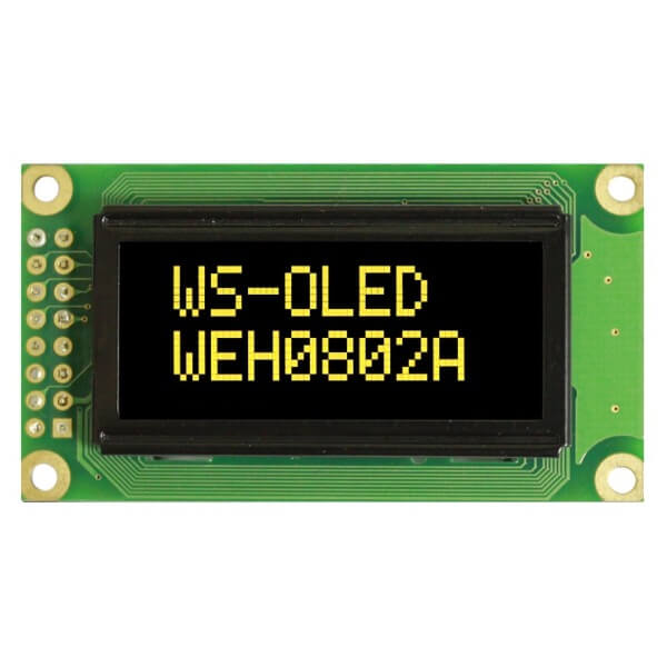 OLED CHARACTER 8X2 YELLOW 1.2" - WEH000802ALPP5N00100