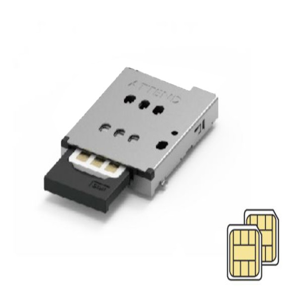 CONN.DUAL NANO SIM PUSH PUSH 6PIN WTRAY 115U-T003 - 115U-B100