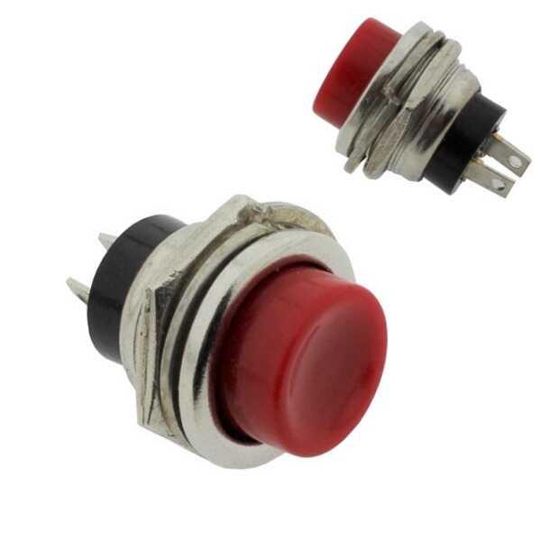 SWITCH PUSH BUTTON 3A 125VAC OFF-(ON) RED CAP