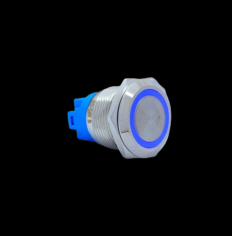 E2 19MM METAL BUTON KALICILI 12-24V MAVİ LED 1NO/1NC