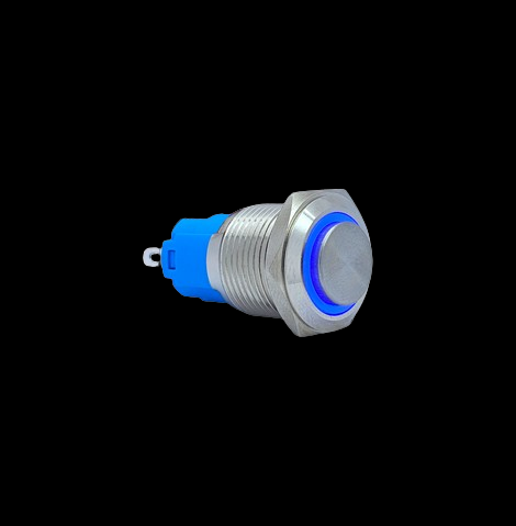 E21 16MM METAL BUTON KALICILI 12-24V MAVİ LED 1NO/1NC