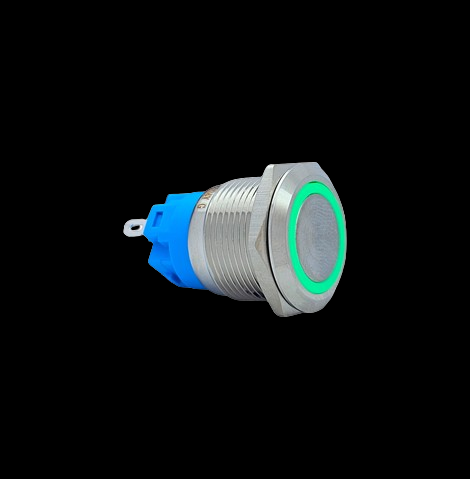 E3 19MM METAL BUTON KALICILI 12-24V YEŞİL LED 1NO/1NC