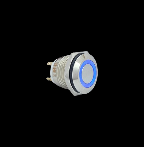 E36 16MM METAL BUTON YAYLI 12-24V MAVİ LED 1NO