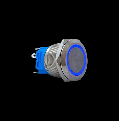 E71 22MM METAL BUTON YAYLI 12-24V MAVİ LED 1NO/1NC