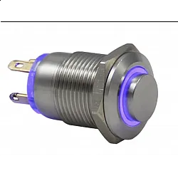 GQ12-F10/J/12V/12mm-BLUE 12mm Metal MAVİ LED'li Yaylı Buton