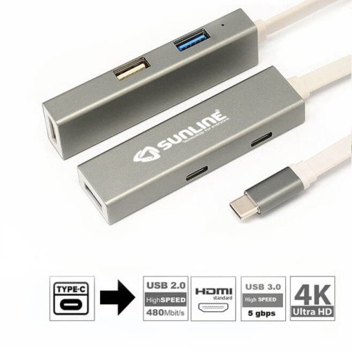 5İN1 TYPE-C 3.0 HDMI 4K DONGLE DOCK İSTASYONU - 5 İN 1 MULTİPORT DONGLE