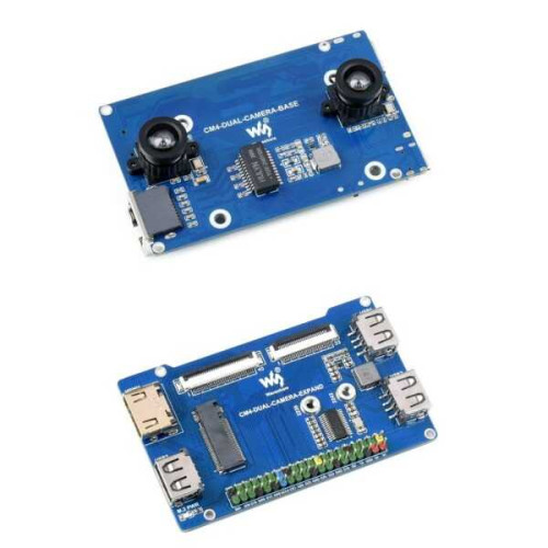 BINOCULAR CAMERA BASE BOARD FOR RASPBERRY Pi CM4 - CM4 BINOCULAR CAMERA BAS