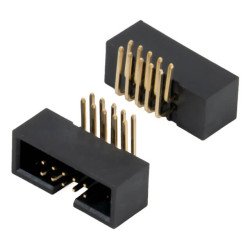 BOX HEADER 10PIN(2x5) 1.27mm THT R/A MALE BLACK