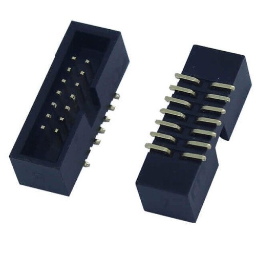 BOX HEADER 14PIN(2x7) 1.27MM SMT V/T MALE BLACK