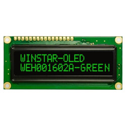 OLED CHARACTER 16X2 GREEN 2.29" - WEH001602AGPP5N00100 OLED CHARACTER 16X2 GREEN 2.29" - WEH001602AGPP5N00100